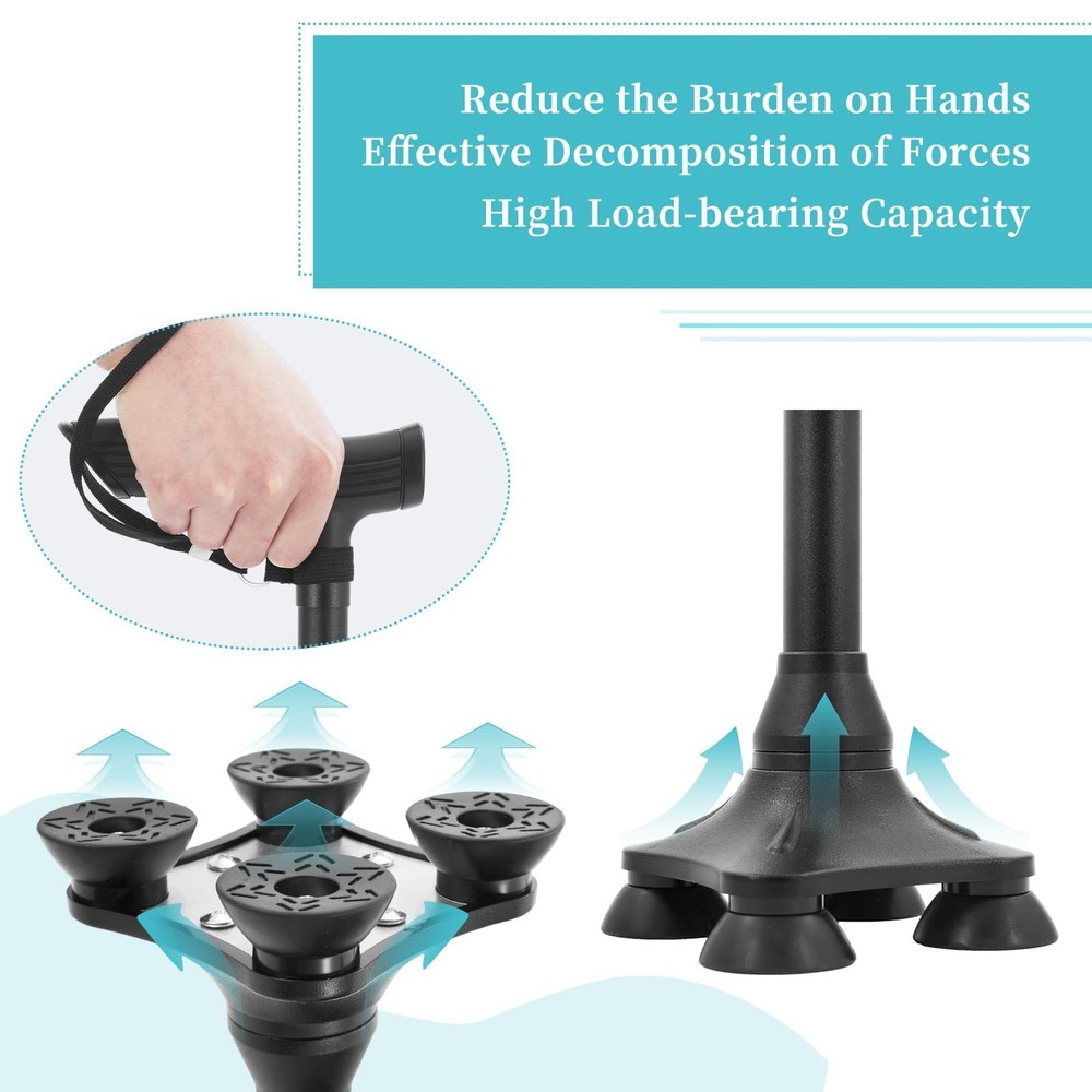 Walking Cane Accessories Durable Replacement Quad Canes Tips, Extra Stability...