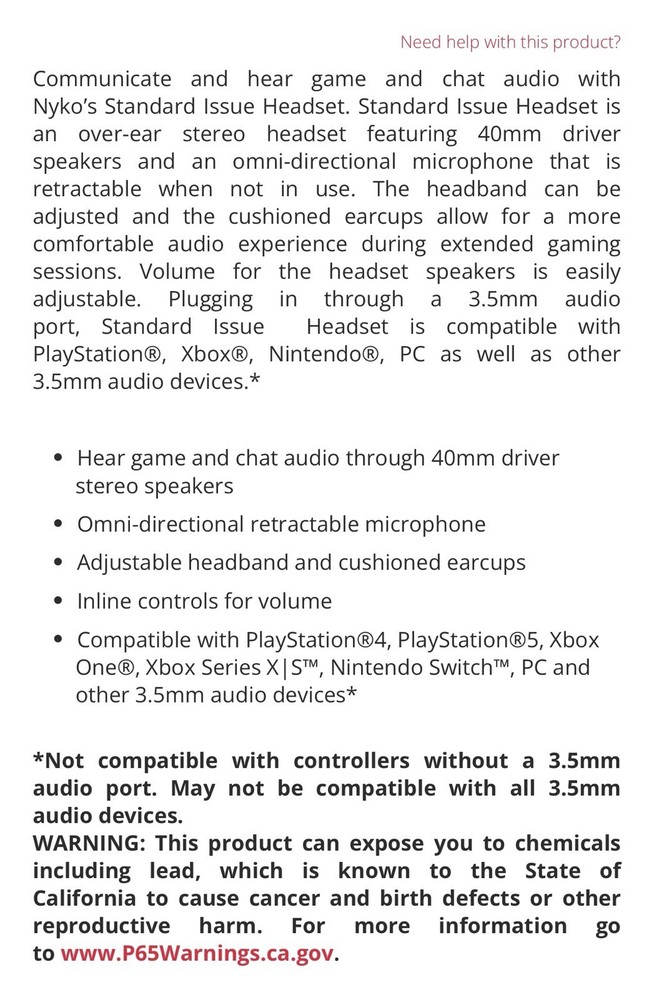 Nyko NU-3500 Universal Wired Headset Arctic Camo