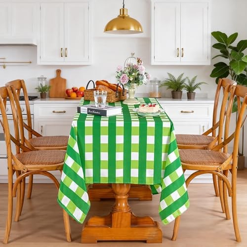 Checked Tablecloth Rectanglar : 57 x 84 Inch 57" x 84" (Rectangular) Green