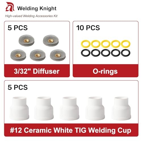 #12 Ceramic (5-Pack) White TIG Welding Cups with 3/32" Diffuser 5-PK