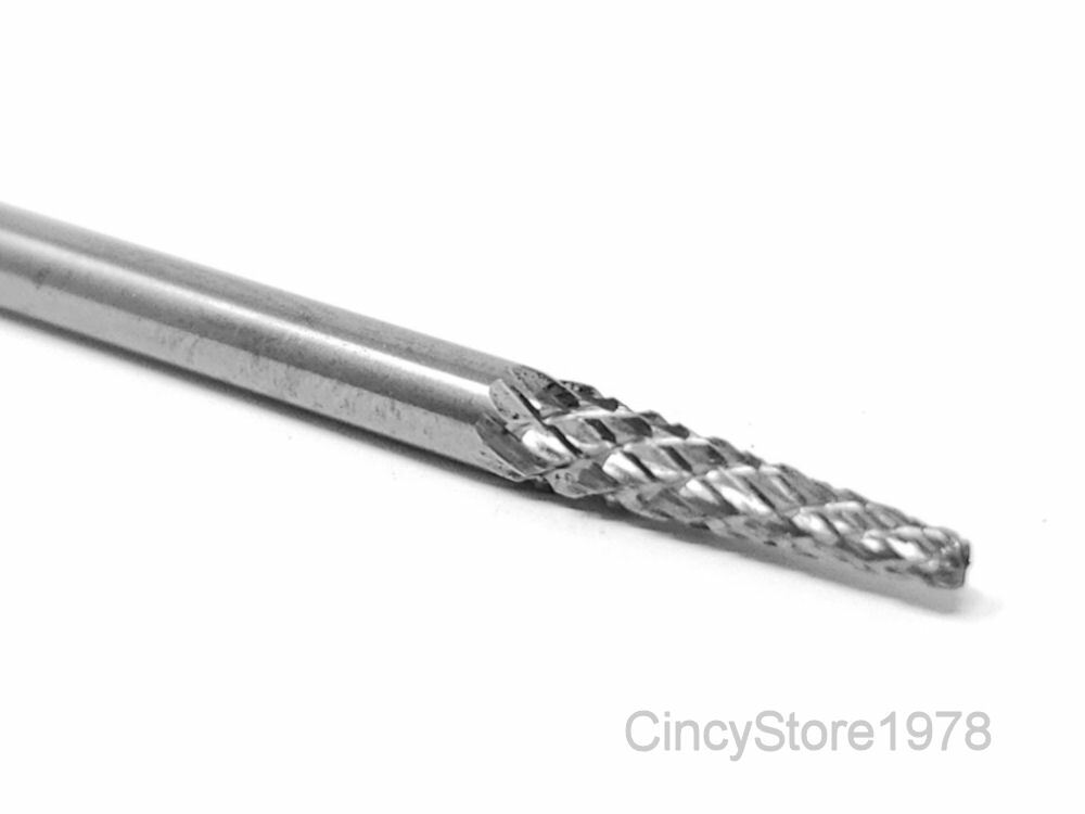 SL41D Taper Shape SOLID Carbide Burr Bur Cutting Tool Die Grinder Bit 1/8"
