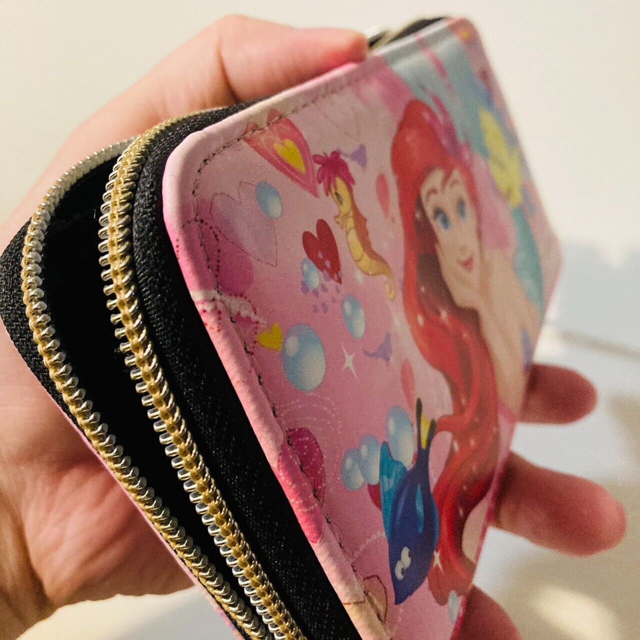 Disney Little Mermaid Purse Long Wallet Ariel Coin Case Princess Pink Prize Rare