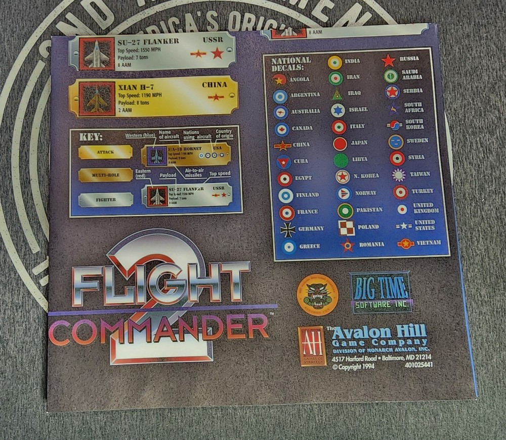 Vintage Flight Commander 2 PC Software Game Includes disks & Original Papers!