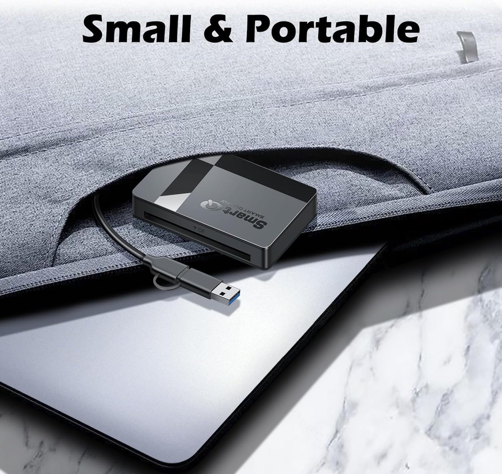 SD Card Reader, Memory Reader 4 in 1 USB C 3.0 Dual Connector A