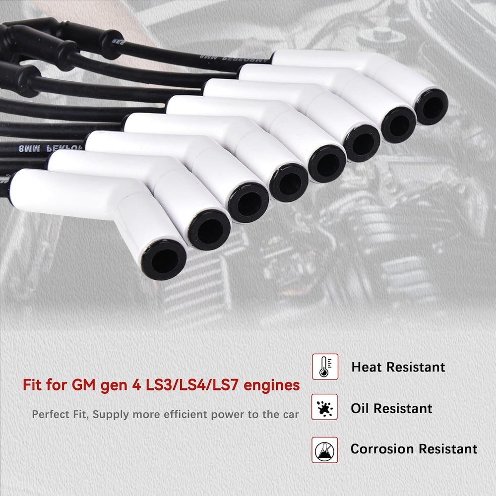 Spark Plug Wire Set Accel 9070C Extreme 9000 Ceramic Boot Compatible with LS Ter