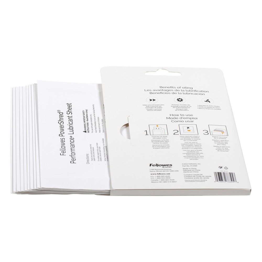 Fellowes Performance Shredder Lubricant Sheets 10 Pack for Smooth Operation