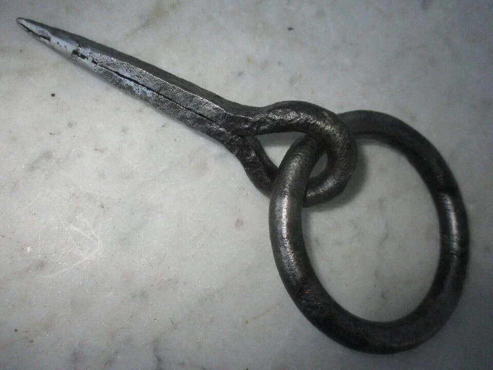 Hook Antique Wrought Iron Tethering Ring on Pin Blacksmith Hardware