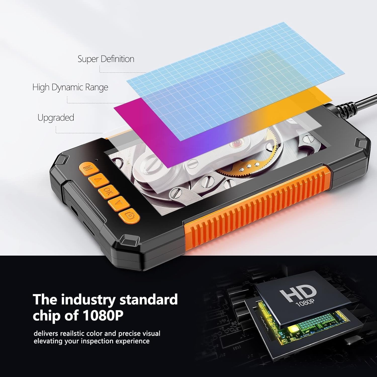 Endoscope Camera with Light, 4.3' IPS Screen 1080P HD Inspection Camera w/8 LED