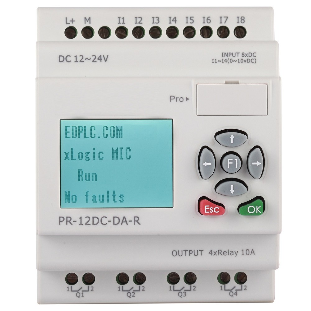 Programmable Relay 8in, 4 Out, Timers, Clock, Counters, Logic PLC Functions HMI