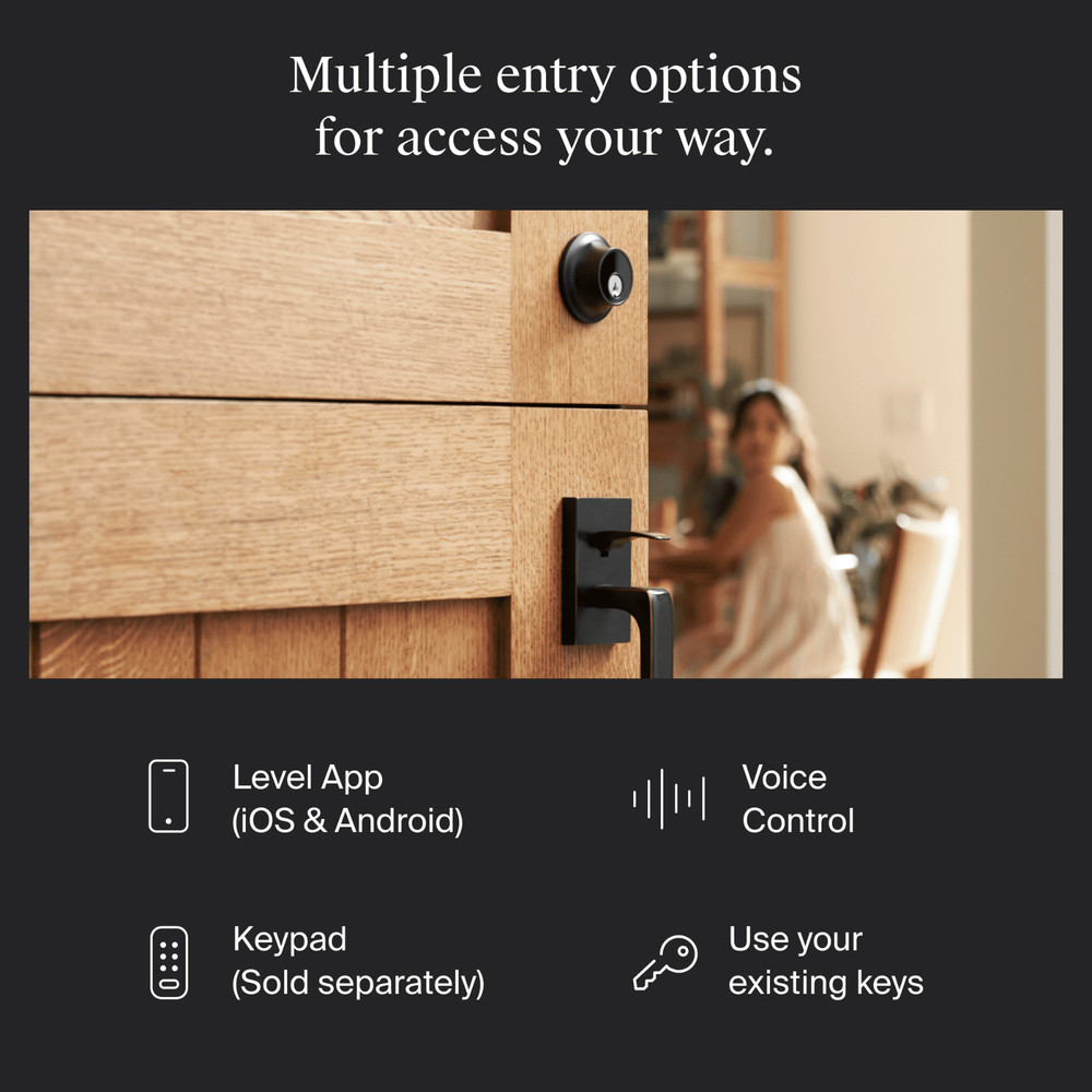 Level Lock Smart Keyless Entry Smartphone Access Bluetooth HomeKit - Matte Black
