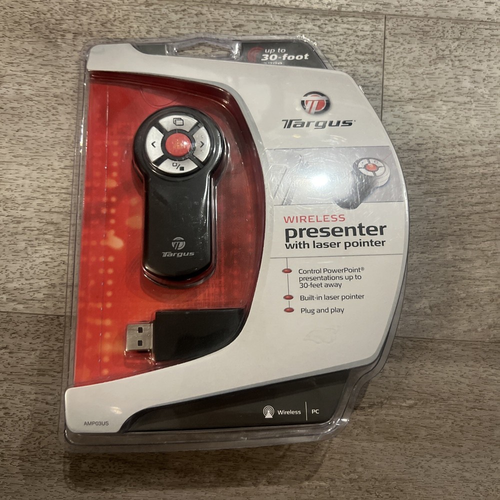 Sealed Targus Wireless Presenter with Laser Pointer 30 Ft Range AMP03US New