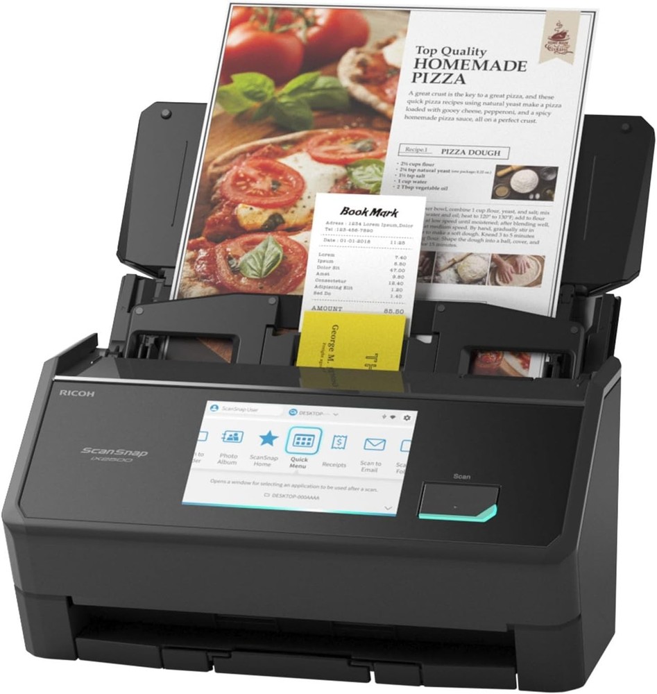 iX2500 Wireless or USB High-Speed Cloud Enabled Document, Photo & Receipt Scanne