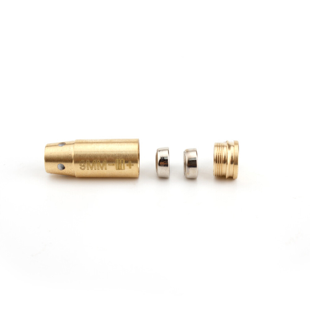 CAL 9mm Red Laser Bore Sight Brass Cartridge Bullet Shap Boresighter 6 Batteries