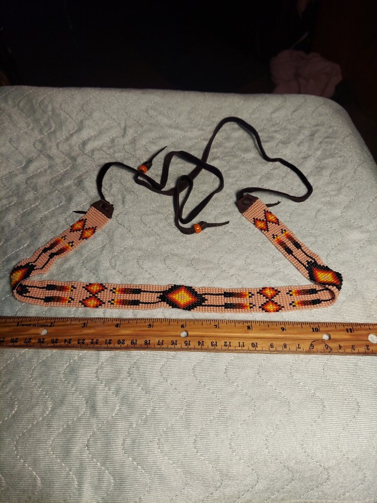 Handmade Beaded Hatband, Pink Arrow