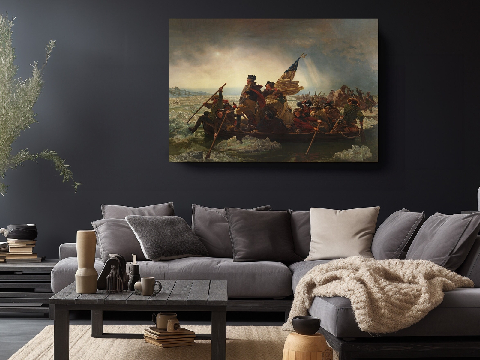 Painting Of George Washington Crossing The Delaware on Canvas Print Art, Big Siz