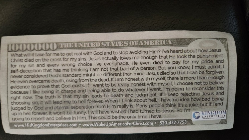 Million Dollar Bill Gospel Tract 10 Pack