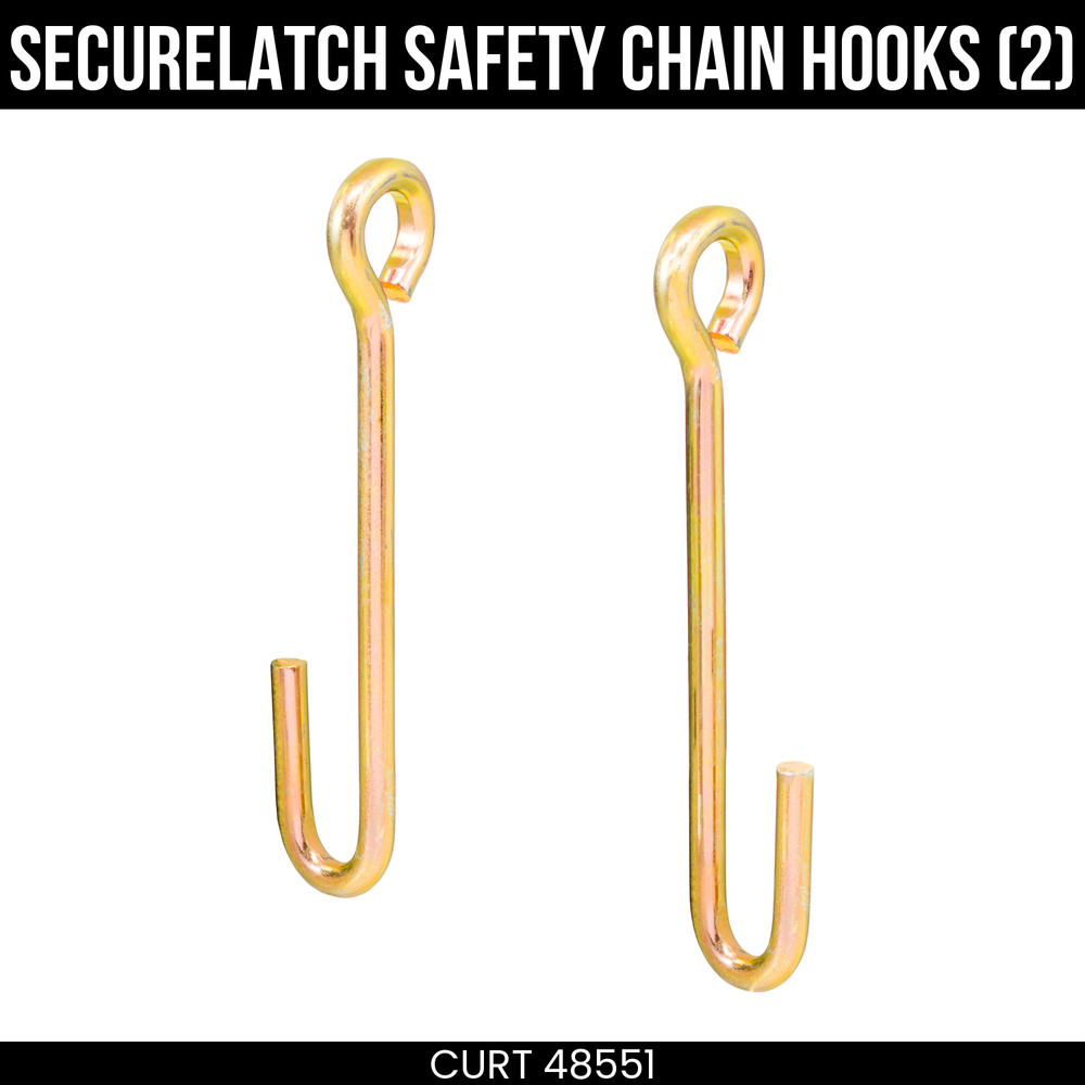 CURT SecureLatch Safety Chain Holder Hooks Two Pack Replacement for Trailers