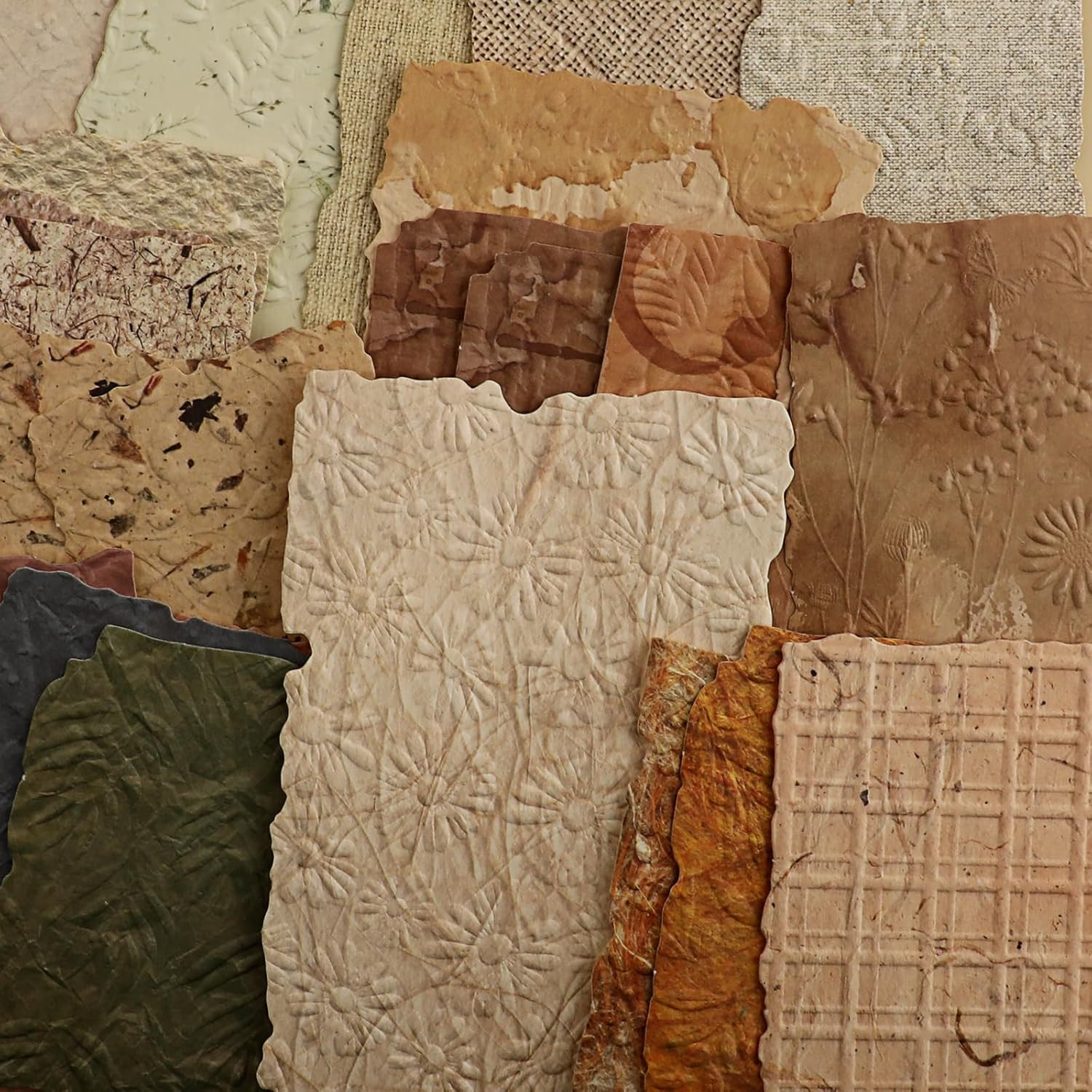 168 Sheets Vintage Scrapbook Paper with Embossed Texture, 6 Pack Assorted Handma