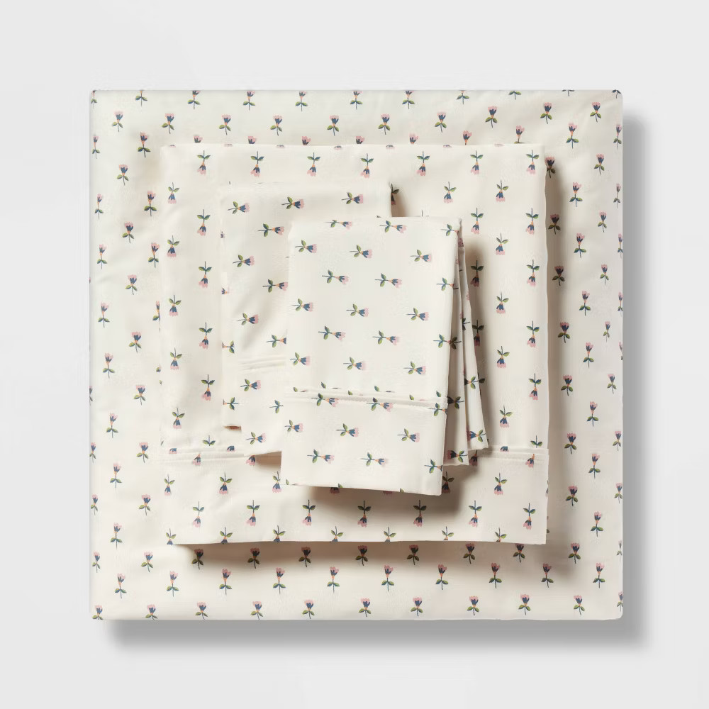 King Printed Performance 400 Thread Count Sheet Set Tulip Toss - Threshold: