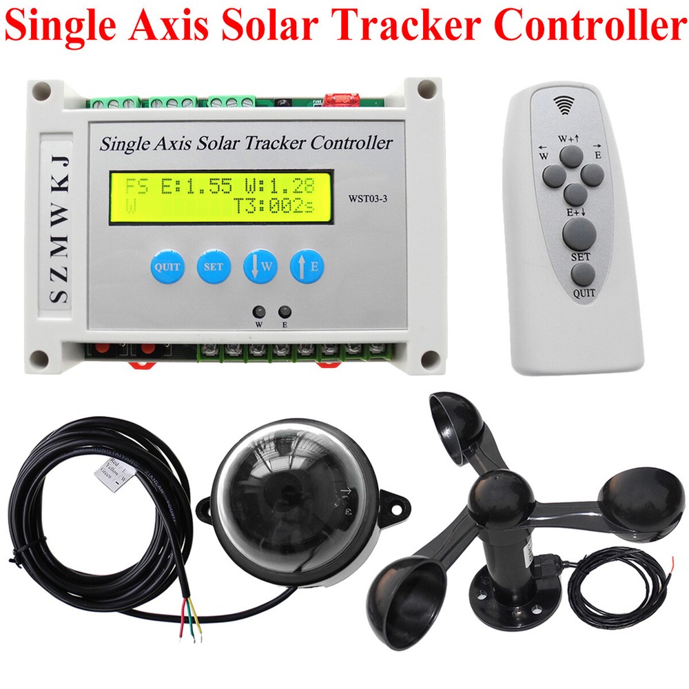 Auto Tracking Electronic Single Axis Solar Tracker LCD Controller W/ Anemometer