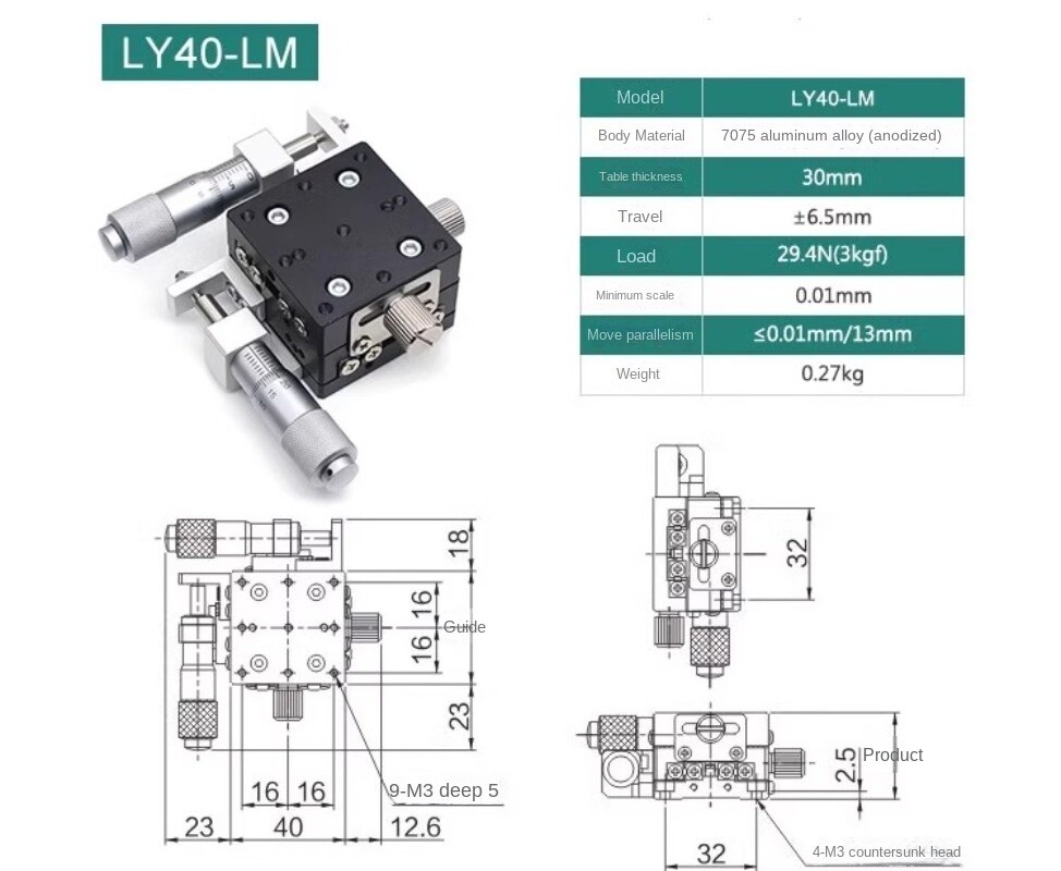 Manual Sliding Table Trimmer Frame XY Axis Cross-guide Displacement Platform