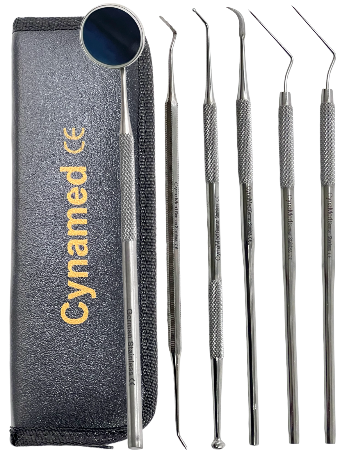 GERMAN Dental Scaler Pick Stainless Steel Tools with Inspection Mirror Set 6 PCS