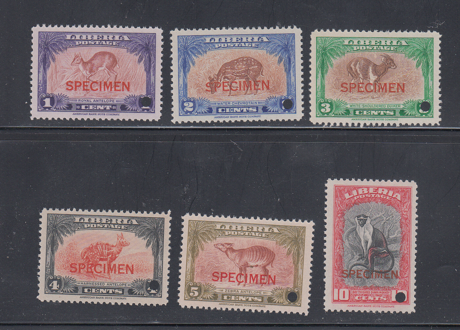 Liberia # 283-88 MNH ABNCo SPECIMENS Complete Set Fauna Antelope Monkey