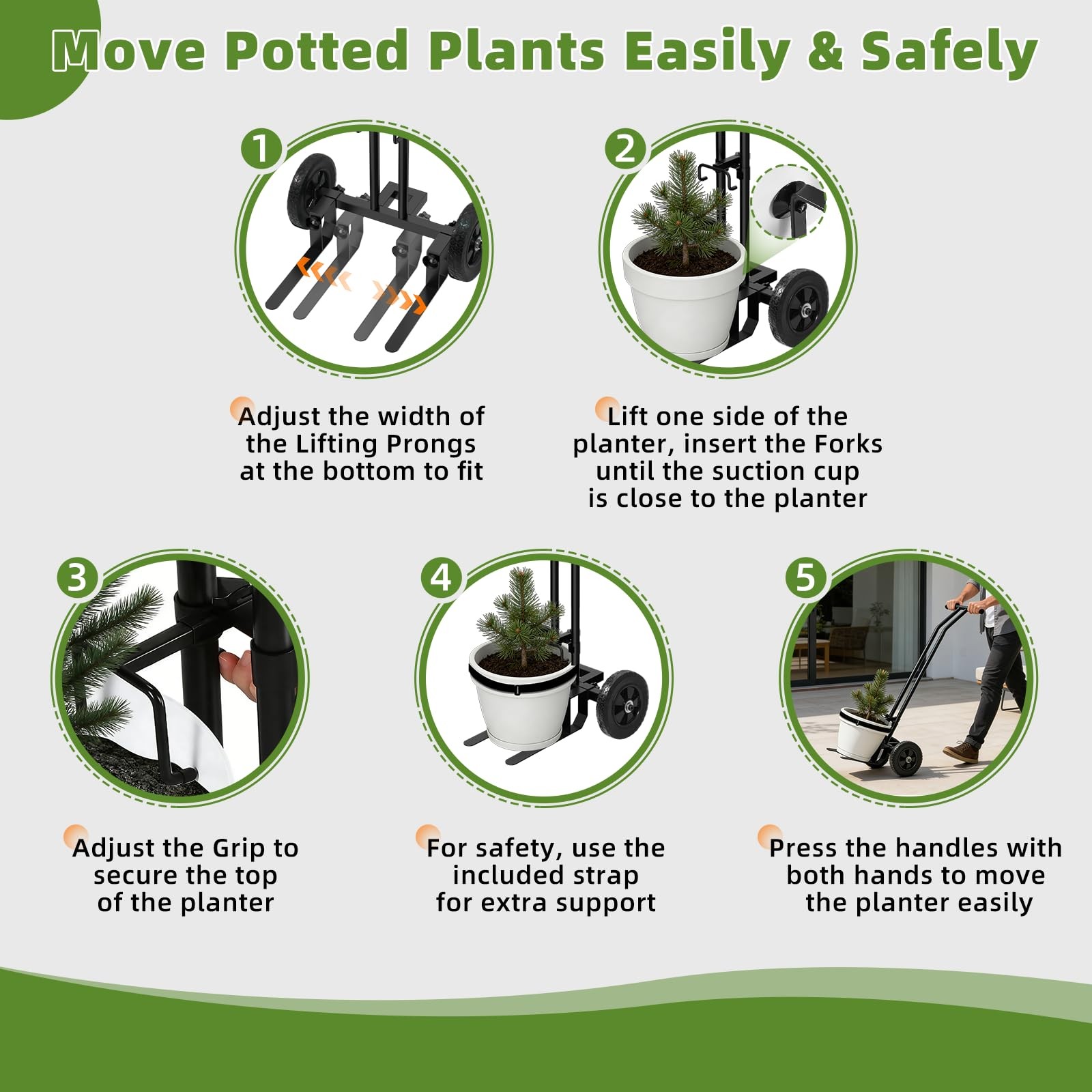 Plant Caddy with Wheels, 220 Lbs Capacity Plant Dolly Cart with Wheels, Handl...