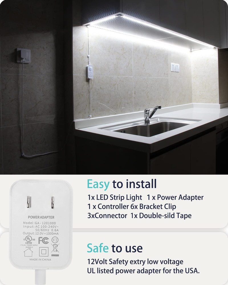 Motion Light Strip - with UL FCC Plug Adapter, Multi-Functional Controller, D...