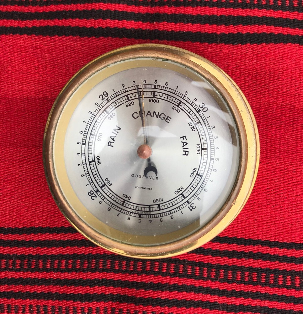 Marine Instrument Salvaged Barometer Brass Observer Compensated  Made in Germany