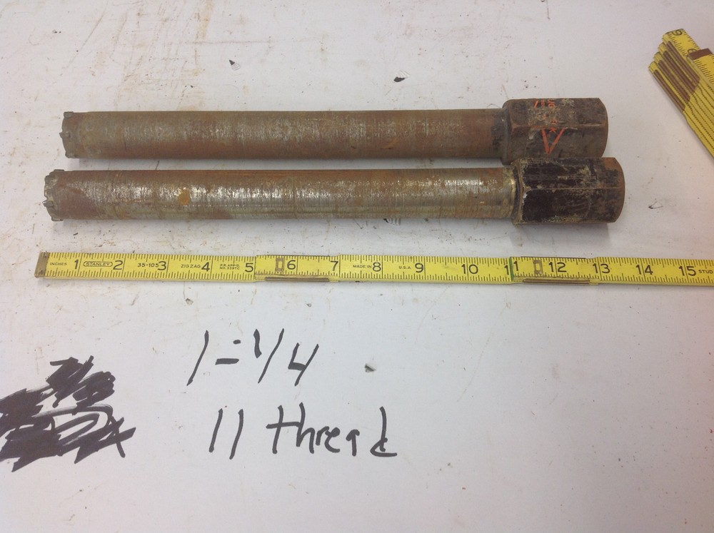 (2) Black 1-1/4"  x 13" x 11 Thread Concrete Masonry Carbide Core Drill Bit USED