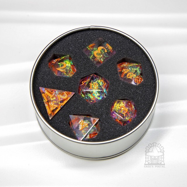 Sage's Crystals - Summer Sharp Edge Resin Polyhedral Dice Set DnD RPG
