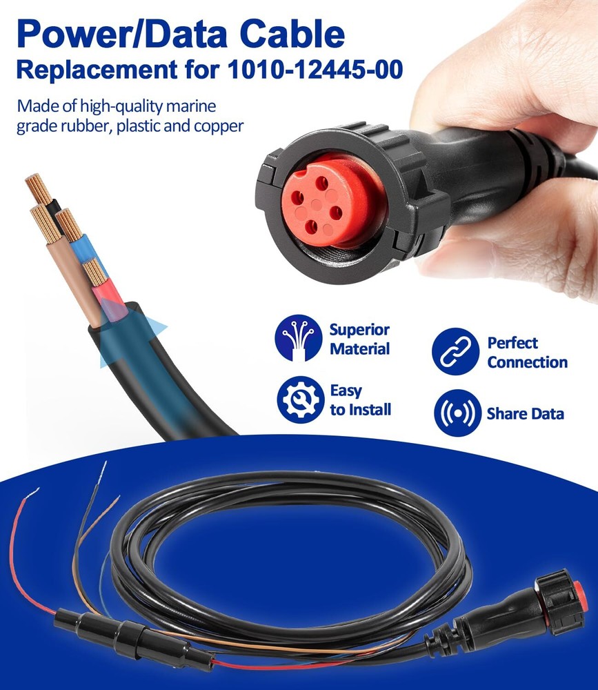 010-12445-00 Power/Data Cable Threaded 4-Pin for Garmin Transducers echoMAP