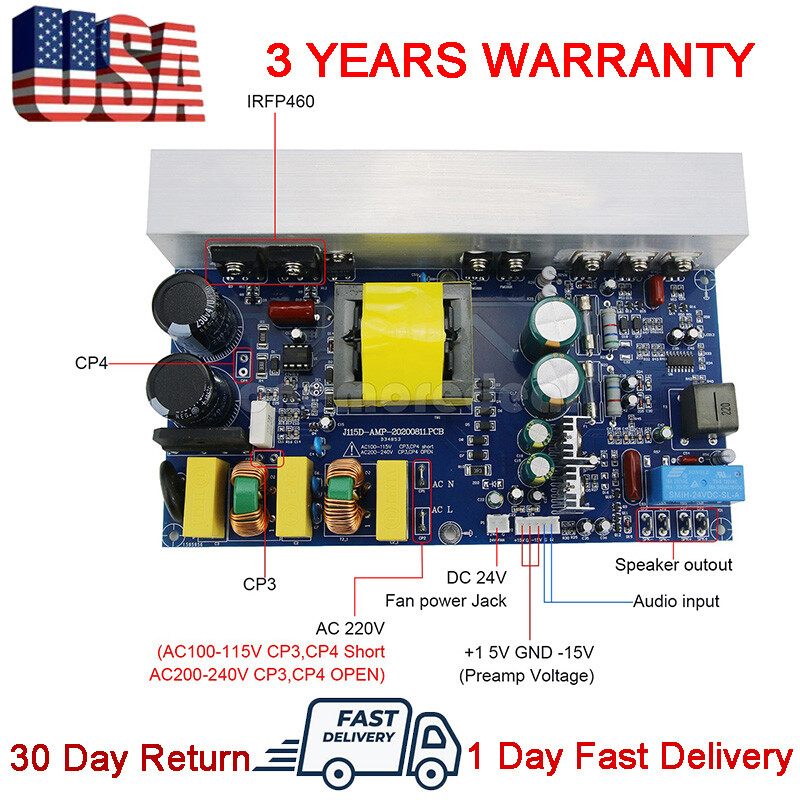 Peak 1000W Class D Power Amplifier Board Mono Power Amp Board W/ Switching Power