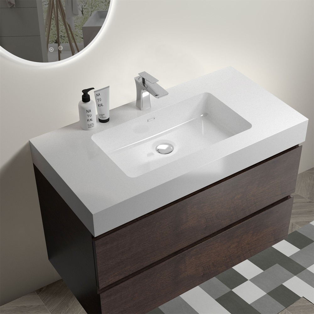 24" 30" Bathroom Vanity Wall Mounted Floating Cabinet with Sink Basin Combo