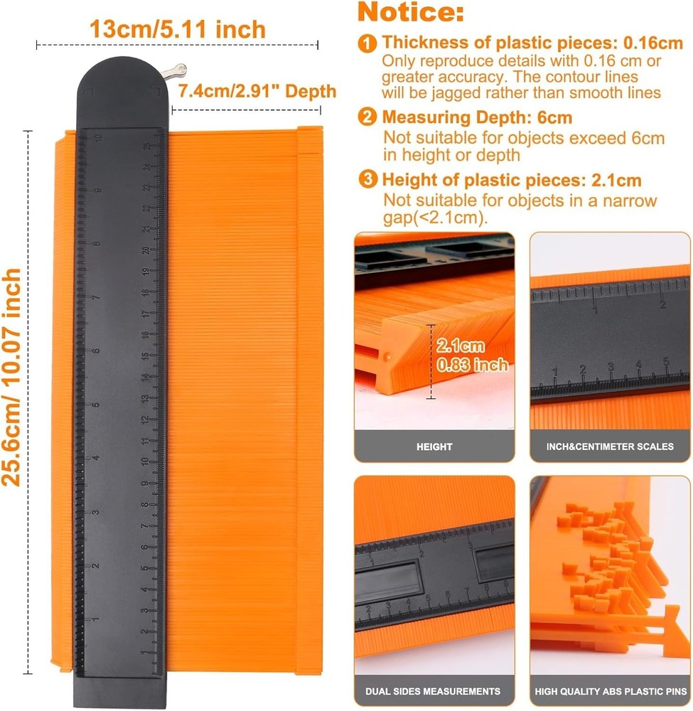 10 Inch Super Gauge Shape and Outline Tool, Contour Gauge Profile Tool with Lock