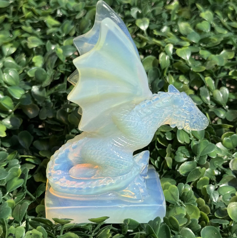 4.3'' OPALITE DRAGON CARVING SPIRITUAL GOTHIC HANDCRAFTED NWOT
