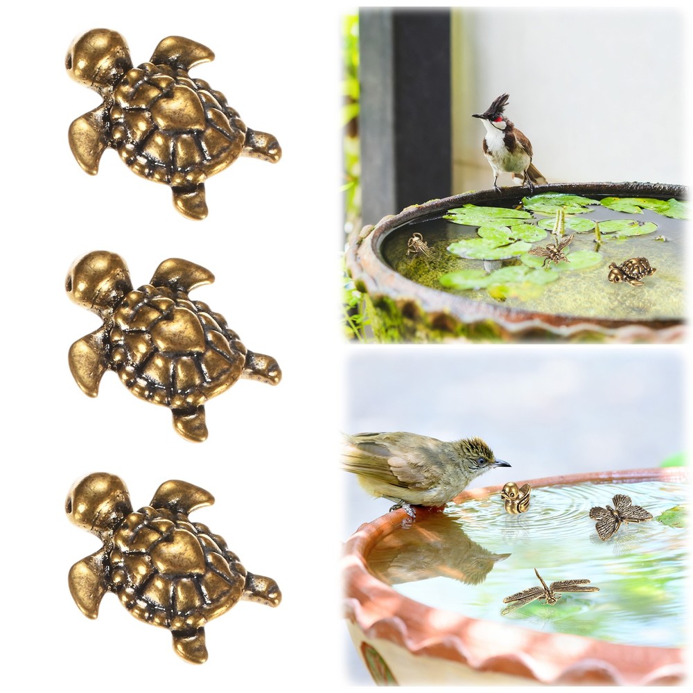 3-Pack Bird Bath Copper Disk, Mini Bird Bath Copper Ornaments [Turtle]