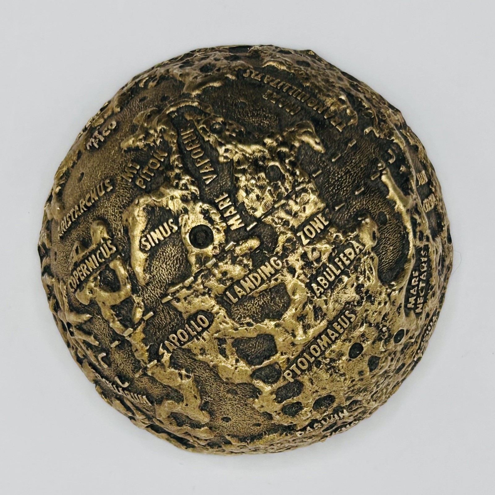 Vintage Apollo 11 Moon Landing Brass Paper Weight Robertson Aircrafts Astronauts