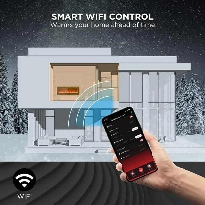 50" 1500W Wall Mounted Electric Fireplace Remote Control Adjustable 12 Flames