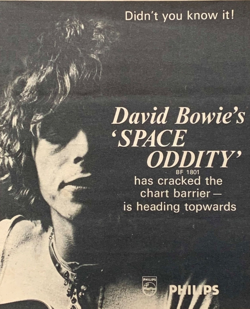 DAVID BOWIE 1969 vintage ADVERT SPACE ODDITY Philips HEADING TOPWARDS