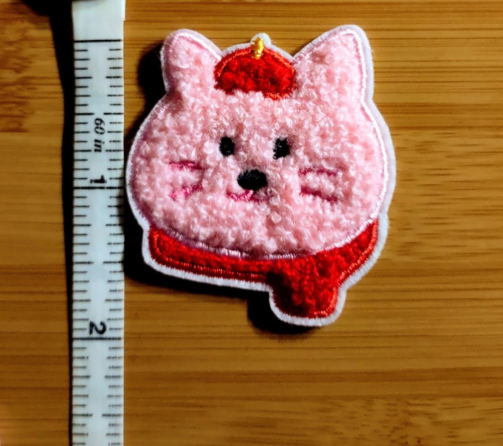 Adorable Kitten Cat Plush Chenille Embroidered Cute Self Adhesive Patch Sticker
