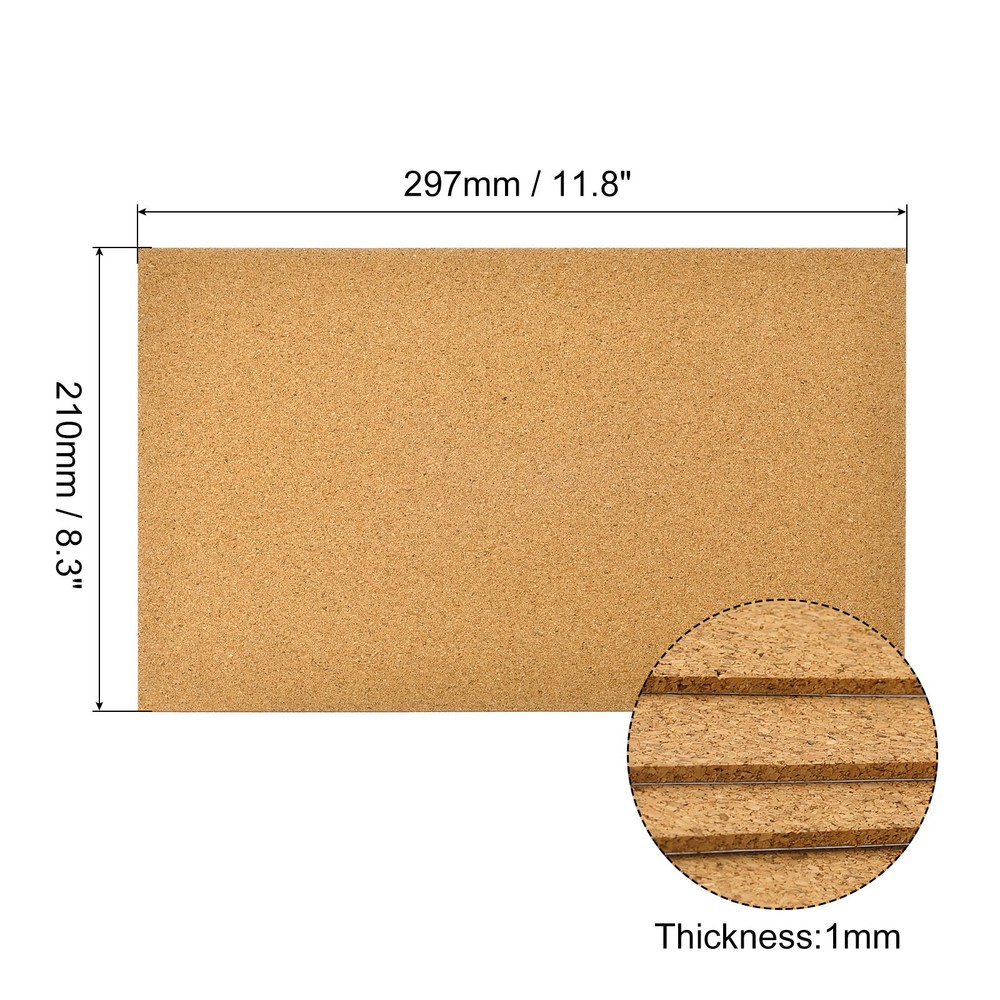 8pcs Self-Adhesive A4 Size Cork Sheets 8.3" x 11.8" Cork Backing Sheets