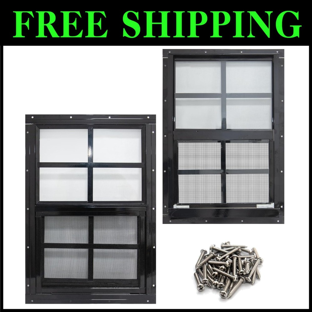 Rust-Free Small Window for Shed, Garage - 2 Pack=