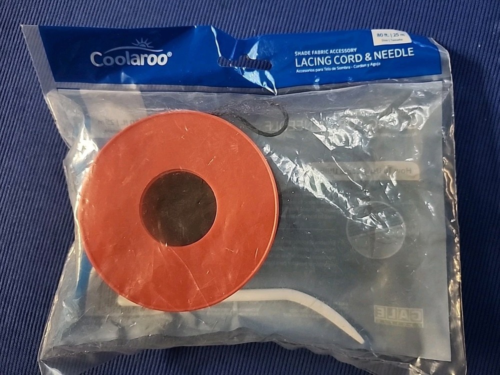 New Coolaroo Lacing Cord and Needle - Replacement Cord for Shade Sails & Awnings