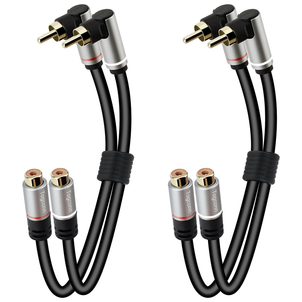 Togconn RCA Extension Cable (2 Pack), 2RCA Male to 2 1 Feet （2 Pack）, Black