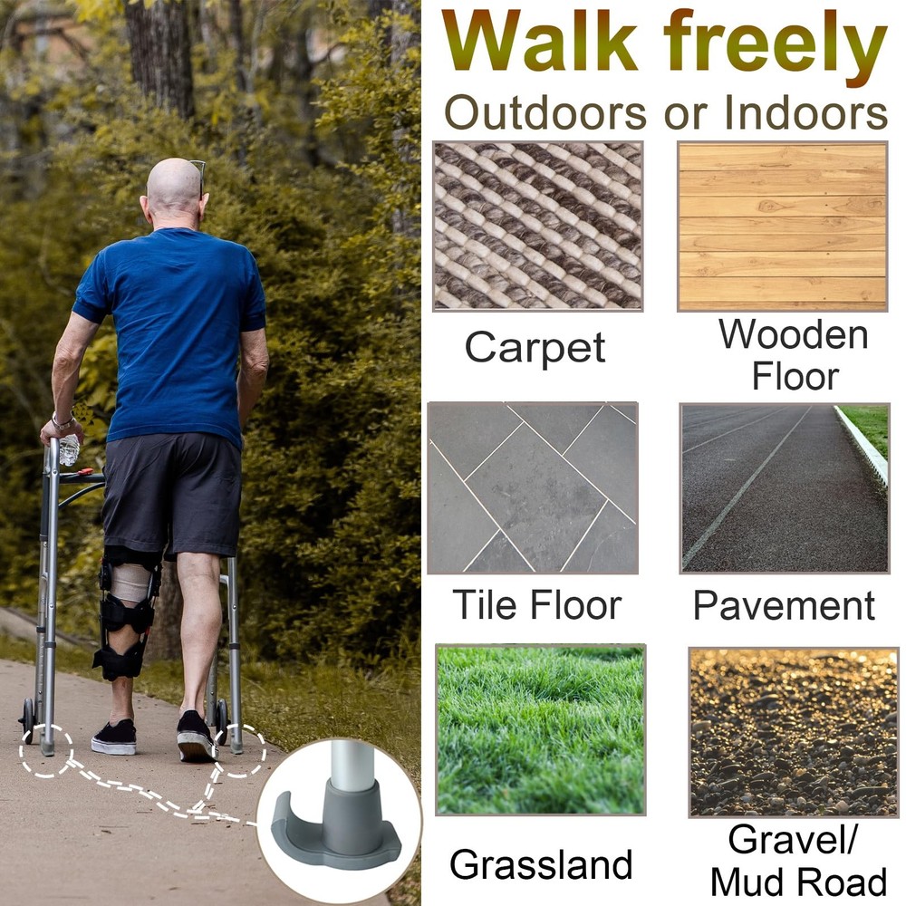 2 Pack Walker Ski Glides Universal Fit Walker Feet Replacement Gray