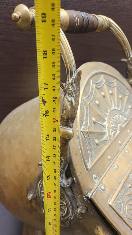 Victorian Brass Helmet Coal Scuttle - Coal Bucket