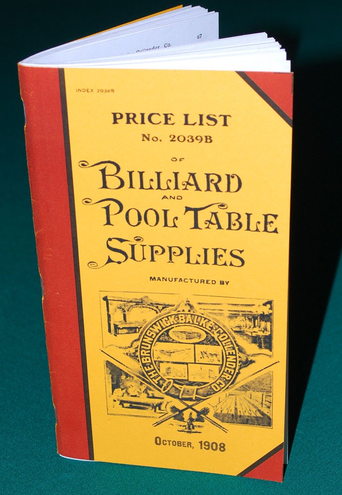 Reproduction of Rare 1908 BBC Billiard Price List/Catalog