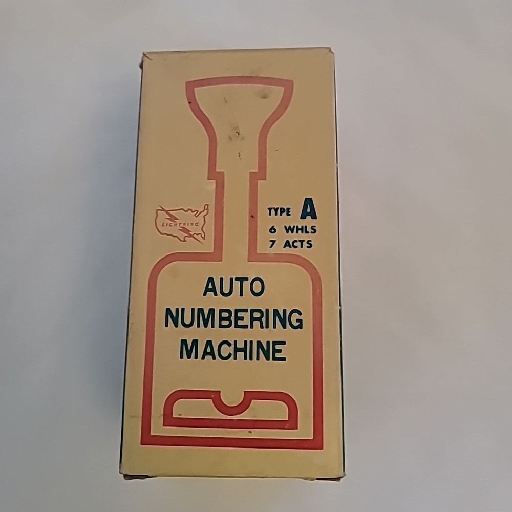 Lightning Auto Numbering Machine Type A 6 Wheels 7 Acts "Vintage"  MADE IN JAPAN